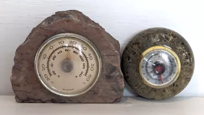 Vintage Barometer & Thermometer Mounted In Serpentine Stone Cornwall England • £7.99