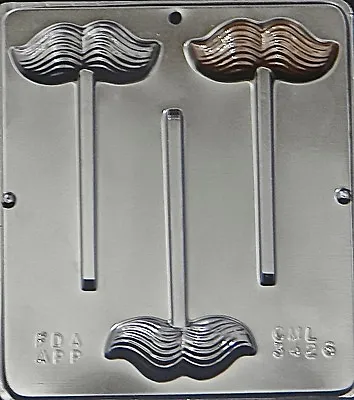 NEW 3 Cavity MUSTACHE Chocolate Candy Fondant Plaster Clay Lolly Mold • $2.49
