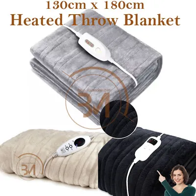£34.95 • Buy 6 Heat Settings Electric Over Heated Throw Blanket Grey, Black, Mink 130 X 180cm