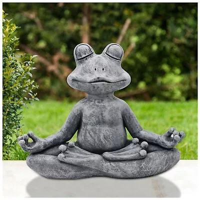 Frog Statue Garden Sculpture Decor Meditation Zen Pose Pool Sitting Ornament • $11.66