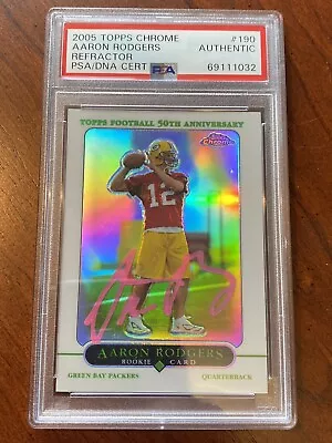 AARON RODGERS 2005 Topps Chrome Refractor #190 RC Auto! PSA/DNA Packers Jets • $5999.99