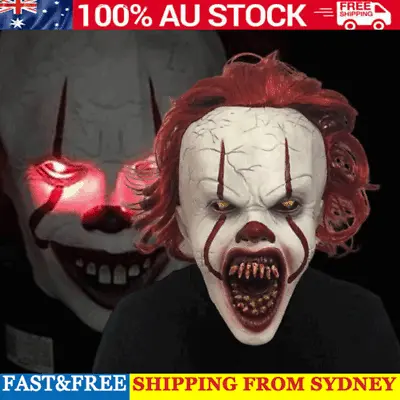 Halloween Clown Mask Face Zombie Pennywise IT Full Mask Scary Evil Costume New • $16.89