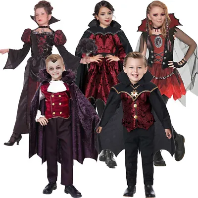 Girls Boys Kids Vampire Dracula Blood Count Halloween Fancy Dress Costume Outfit • £17.99