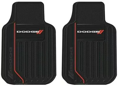 (2) DODGE LOGO Floor Mats  ~ Front Rubber All Weather Factory Liners Black & Red • $84.95