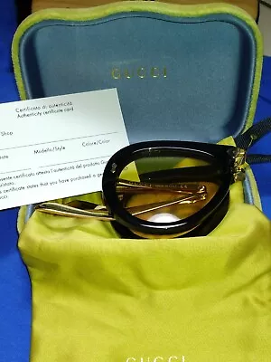 $500 • Buy GUCCI GG0306s 002 Made In Italy Sunglasses Colour : Black & Gold Foldable