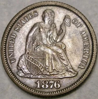 1876 Cc Liberty Seated Silver Dime Gorgeous Very Rare Double Die Reverse Vp-004 • $3854.52