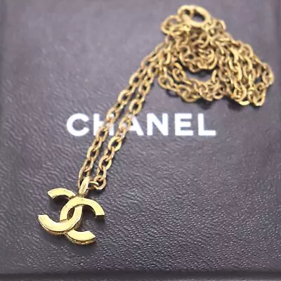 CHANEL CC Logos Used Necklace Pendant Gold-Plated 376 Vintage #CD725 M • $959.90