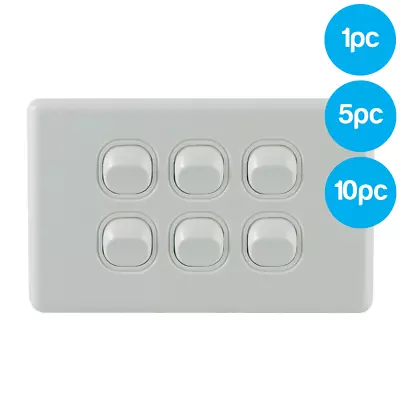 6 Gang Wall Light Switch 16A Mechs White AS/NZS Approved • $7.90