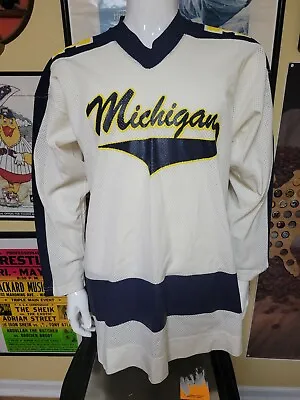 VTG 80s 90s Michigan Wolverines Hockey Jersey Medium Team Issue? NICE  • $100