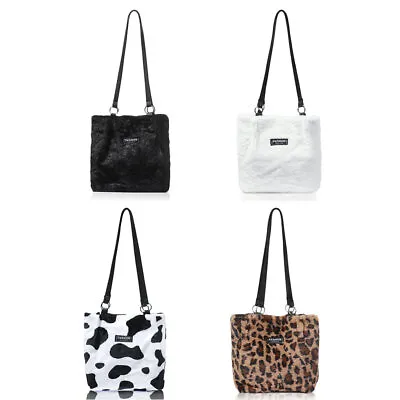 £8.24 • Buy Leopard Printed Soft Fluffy Plush Shoulder Bag Handbag Messenger Bag Tote Bag