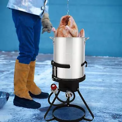 4 In 1 30QT Turkey & 10QT Fish Fryer Set Aluminum Pot Outdoor Propane Gas Cooker • $77.99