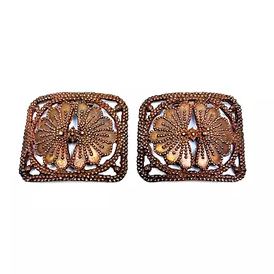 Victorian Shoe Clips Floral Metal Copper Color Vintage Bling  • $25.49