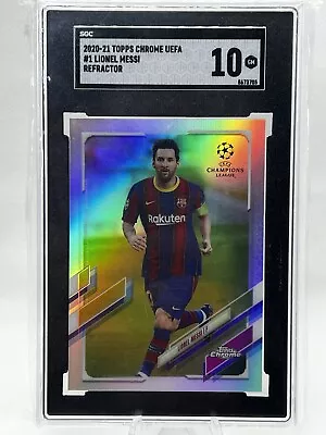 2020 Topps Chrome Uefa Champions League Lionel Messi #1 Refractor Sgc 10 Gem Mt • $79