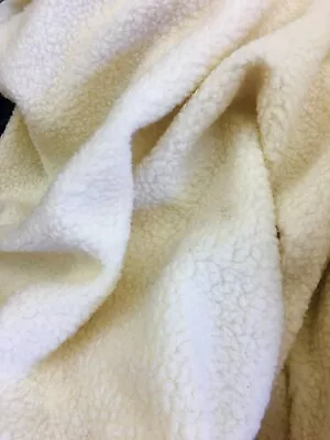 Ivory Soft Cuddle Sherpa Fleece Lamb Wool Design Fabric Sold By The Yard • £20.27