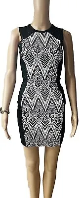 H&M Divided US 4 Classy Black And White Dress Sheer Detail Sleeveless Mini • $19.25