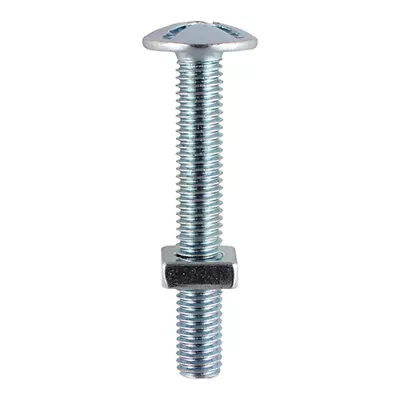 M6 M8 M10 ROOFING BOLTS & NUTS Cross Slotted Mushroom Dome Head BZP Zinc Fixing • £10.39