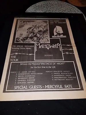 Manowar Hail To England Rare Original UK Tour Promo Poster Ad Framed! • $88.35