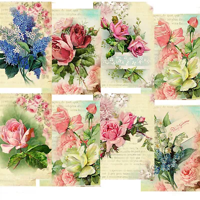 £2.99 • Buy Vintage Floral Card Toppers,Card Making,Tags,CardMaking,Scrapbook,Craft,Roses