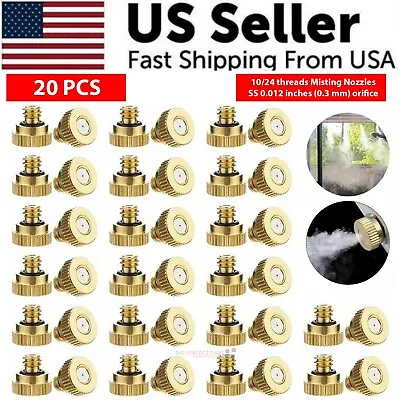 20x Brass Misting Nozzles Mister Sprinkler Outdoor Cooling System Garden Sprayer • $9.89