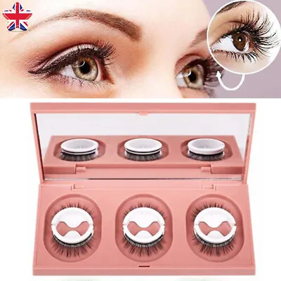 £3.99 • Buy 3Pairs Reusable Self Adhesive False Eyelashes Natural Long Thick Fake Eye Lashes