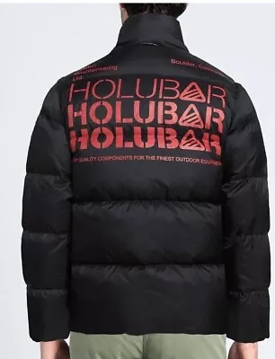 £500+ Holubar Mens Black Duck Down Bomber Puffer Bubble Logo Jacket Coat Bnwt • $175.55