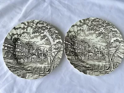 English Staffordshire Ware Myott Royal Mail Set Of 2 Dinner Plates 9 3/4” Brown • $22