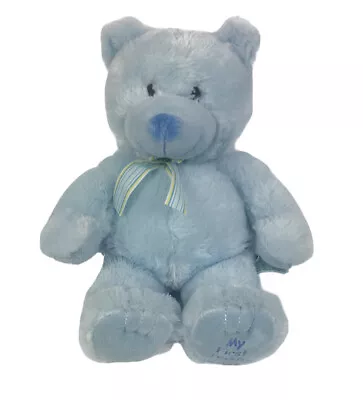 Russ Berrie  My First Teddy  Blue Teddy Bear Plush Soft Stuffed Animal 16  • $14.19