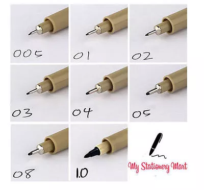 £2.39 • Buy Black Fineliners Pens Fine Line Pen Fine Liner Drawing Black Pigment Ink Sizes