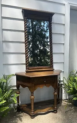 Beautiful Vintage Ethan Allen Royal Charter Oak #16-9000/9001 Entry Table/Mirror • $599.99