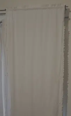 Vintage White Cotton Battenburg Lace Curtain Panel  Measures 40 W X 80  L NICE • $19.99