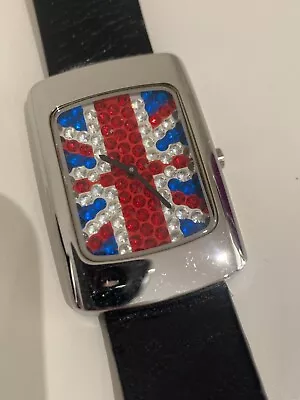 Rare Fossil Swarovski Crystal Union Jack Watch JR8037 Circa 2001 • £65