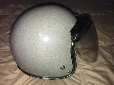Vintage Arthur Fulmer AF 20 Open Face Motorcycle Helmet Silver Metal Flake Large • $199.99