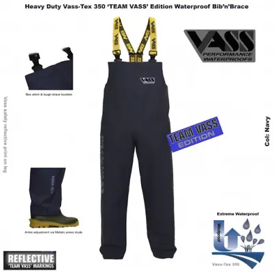 £62.95 • Buy Vass-Tex 350 Team Vass Heavy Duty Bib & Brace Navy