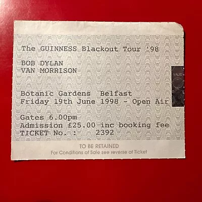 Bob Dylan Van Morrison 1998 Belfast Ticket • $27.37