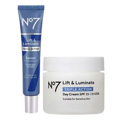No7 Lift & Luminate TRIPLE ACTION Day  Cream 50ml  & Serum 30ml • £34.99