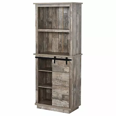 Tall Kitchen Buffet With Hutch Pantry Storage Coffee Bar Cabinet Sliding Door • $133.11