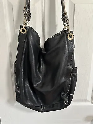 Sigrid Olsen Women's Large Black Soft Leather Shoulder Bag With Removable Straps • $12