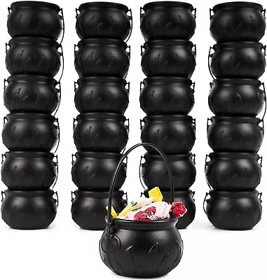 25 X Halloween Props Mini Cauldrons Plastic Witch Buckets Trick Or Treat Buckets • £8.50