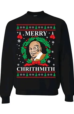 Mike Tyson Size L Large Merry Chrithmith Ugly Christmas Crewneck Sweatshirt  • $18.95