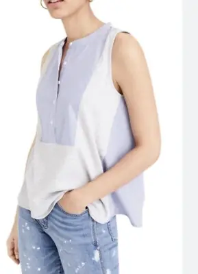 J.Crew Cotton Jersey Mixed-Media Henley Tank Top-Size Small • $11.24