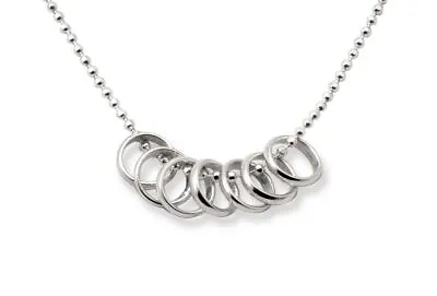 Sterling Silver Lucky Seven Rings Necklace - Tales From The Earth - Gift Boxed • £52