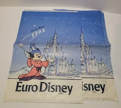 1992 Euro Disney Bag Mickey Mouse Paper Bag EURO INAUGURATION Set Of 2!! • $9.99