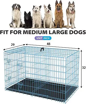 24/30/36/42/48  Large Dog Cage Dog Crate Foldable Dog Kennel Metal Wire Pet Cage • $70.99