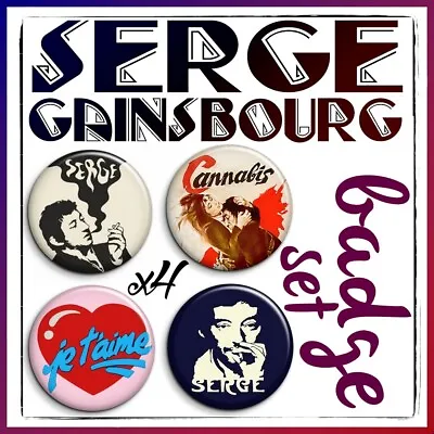 SERGE GAINSBOURG - Jane Birkin Je T'Aime Moi Non Plus Badge Button Pin Set X4 • £3.50