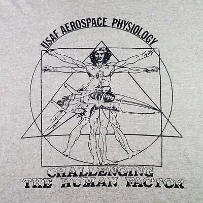 Vtg U.S. Air Force USAF T Shirt Mens Sz XL Vitruvian Challenging Human Factor  • $39.74