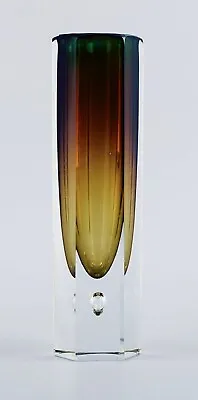Murano Slim Vase In Smoky Mouth-blown Art Glass. Italian Design 1960s. • $420