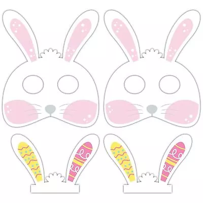 EASTER BUNNY MASK & EARS Egg Hunt Party Rabbit Elastic Card Cute Kids Costume • £4.70