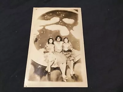 Ladies Sitting On Crescent Moon Original 1920’s Real Photo Postcard RPPC • $10