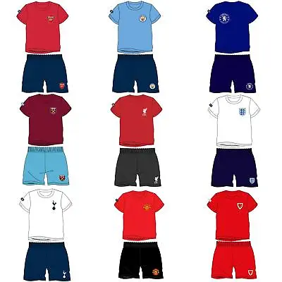 Kids 100% Cotton Football Pyjamas Childrens Pyjama Shorts Set Age 3-12 Years • £7.50