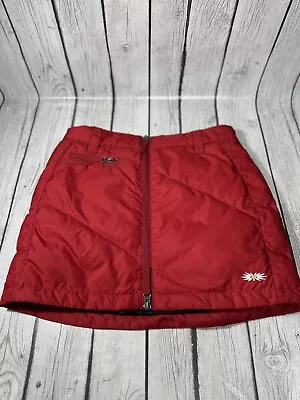 SKHOOP Puffer Mini Skirt Duck Down Insulated Quilted Short Red Size Small • $48.95